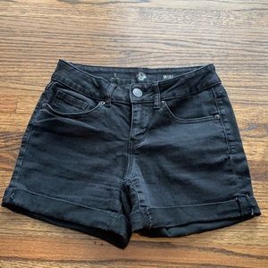 Basic black midi denim shorts